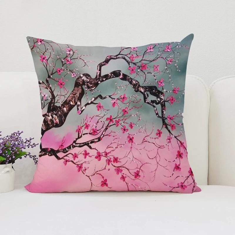 Японская Сакура Домашний Декор Декоративная Наволочка для Подушки для Подушек в Гостиную Эстетичное Украшение Комнаты Наволочка 45*45