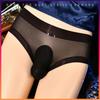 Ice Silk Ultra-thin 1D Nude Fluttering Men's Underwear Flash Mid-waist Transparent Sexy Egg Bag Jj Set Men's Briefs