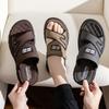Men's Sandals  New Leather Thick Sole Beach Summer Outdoor Wear  Waterproof No-Slip Slippers