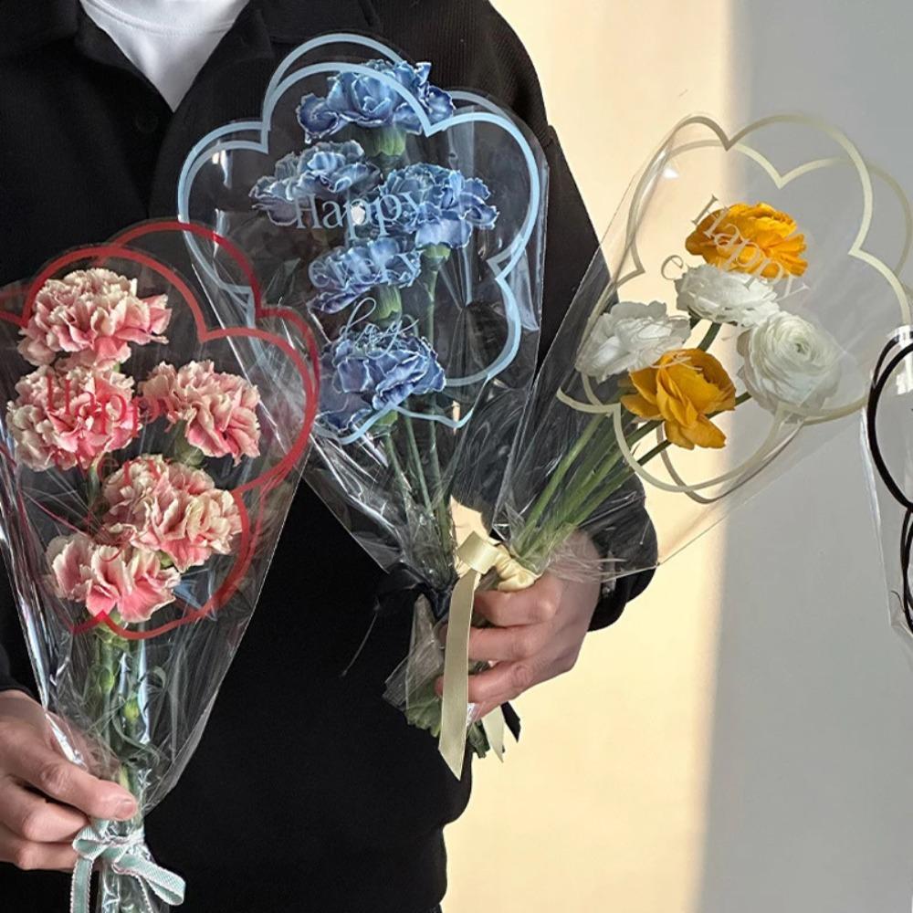50 шт. Целлофановая упаковка для цветов, пластиковые пакеты в форме цветка, пакет для упаковки букетов