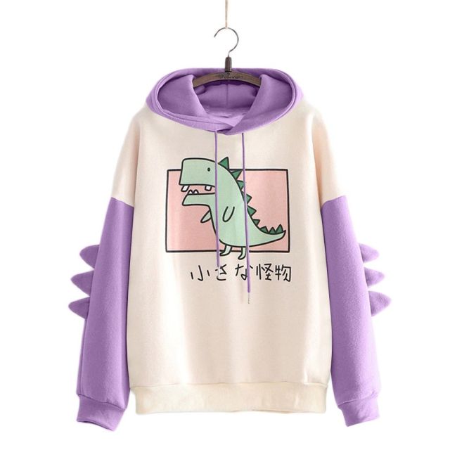 Cute Dinosaur Hoodies Women Sweatshirt Pullovers Tops Harajuku Hooded Girls Female Teens Hooded Clothes 2023