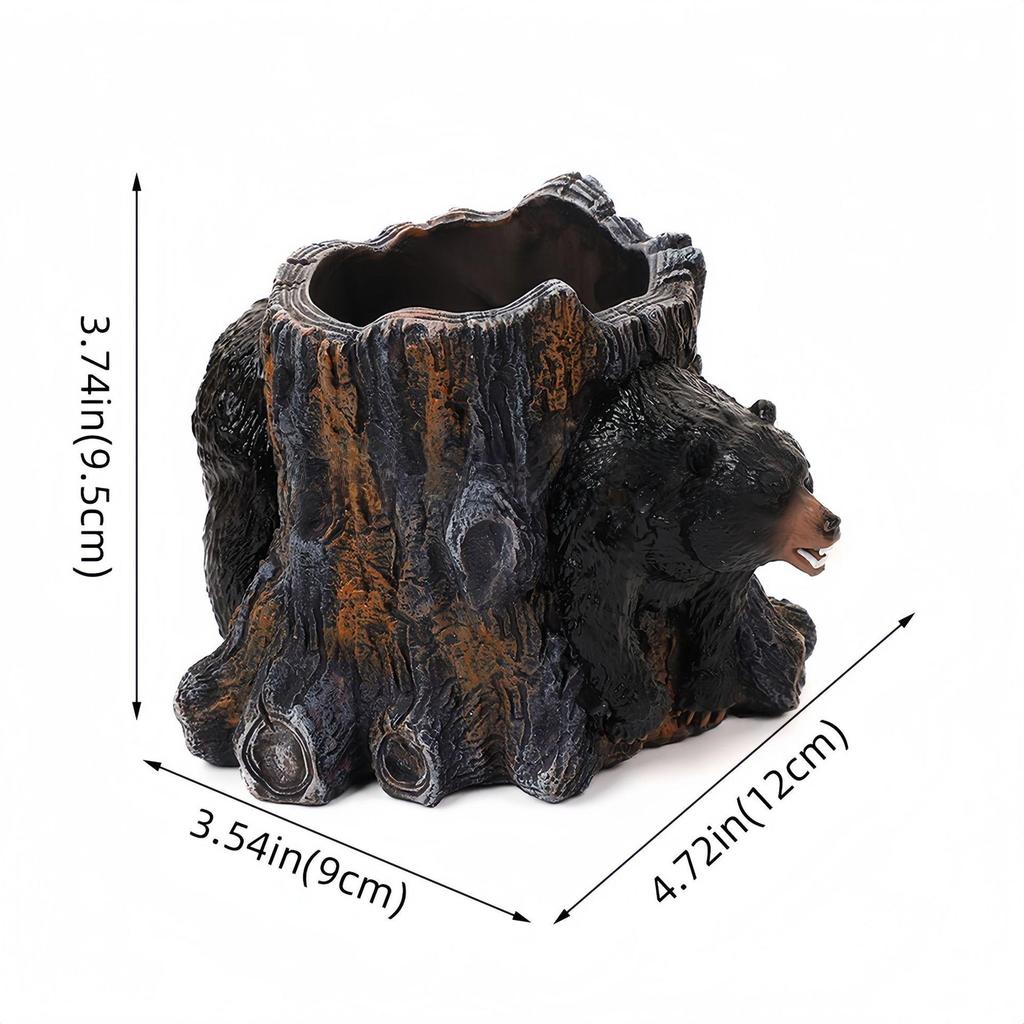 Creative Elephant and Bear Tree Stump Resin Flower Pot for Balcony