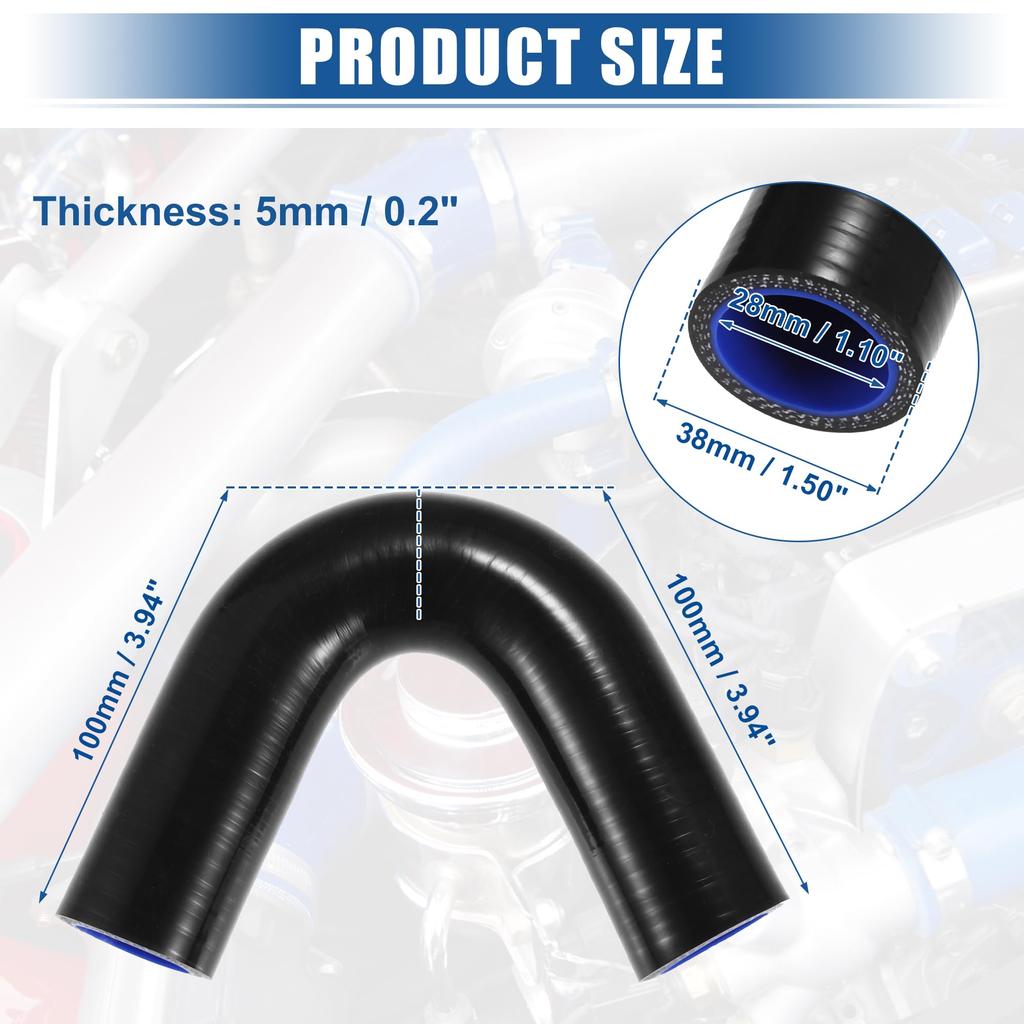 X AUTOHAUX Silicone Reducer Hose Pipe Bend Turbo Intercooler 135 Degree Elbow Inner Diameter 28mm Black