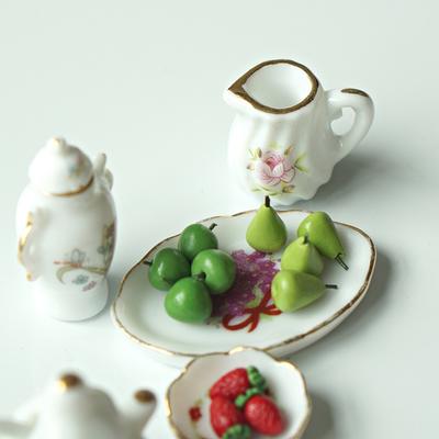 1 набор украшений для кукольного домика, мини-керамический набор для чая, имитация чайника, модель игрушки, аксессуары для миниатюрного кукольного домика 1/12