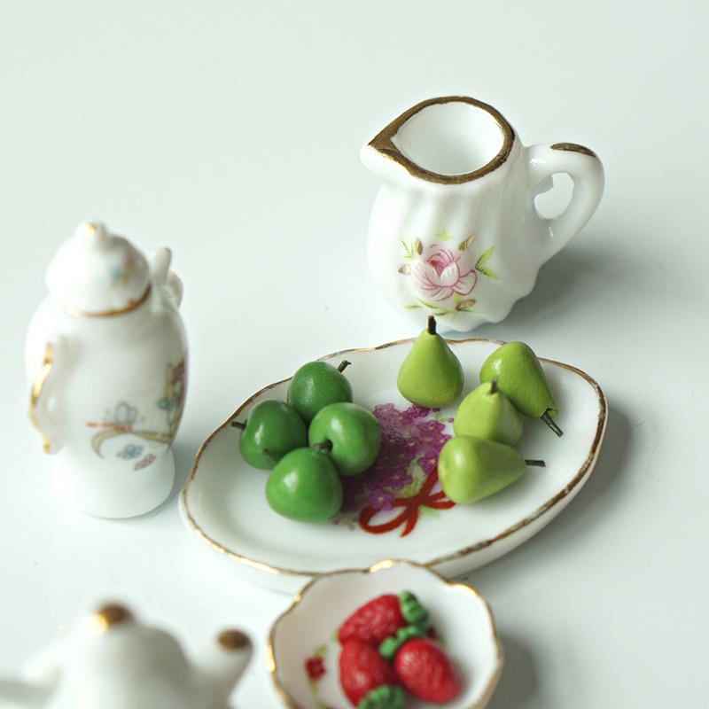 1 набор украшений для кукольного домика, мини-керамический набор для чая, имитация чайника, модель игрушки, аксессуары для миниатюрного кукольного домика 1/12