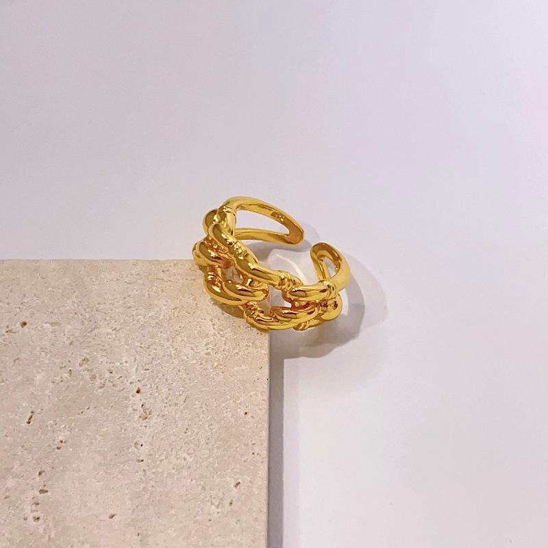 Gold Braided Open Ring for Women - Japanese & Korean Fashion Accessory