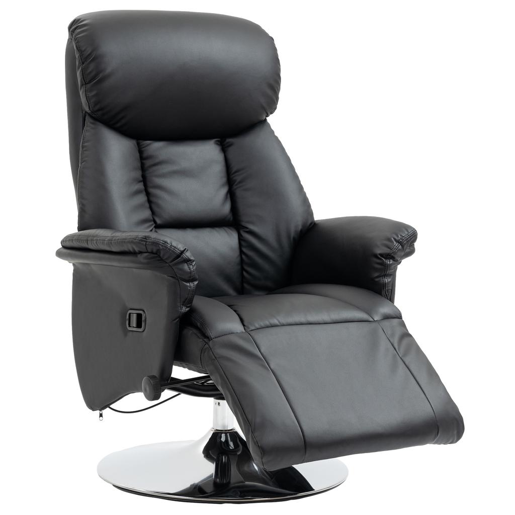 Кресло-качалка, функция recliner, вид под кожу, подставка для ног, до 150 кг, 78 x 80 x 109 см, Черный
