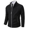 Men's Fleece-Lined Cardigan: Thick Knit Zipper Sweater with Stand-Up Collar for Autumn/Winter 2023