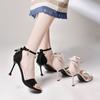 Fashion high-heeled stiletto shoes 2025 spring and autumn outer wear French popular bow shoes rhinestone pointed shoes super soft single shoes