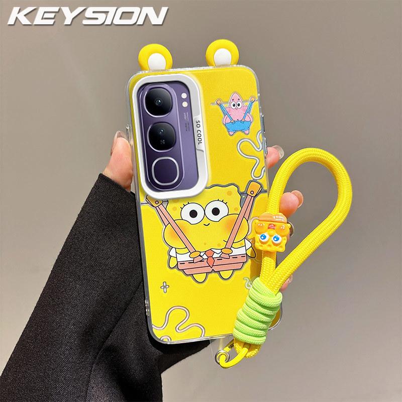 KEYSION Милый мультяшный чехол с ушками для VIVO Y19S 4G со шнурком Мягкий силикон+ПК Ударопрочная задняя крышка для телефона VIVO Y19S Pro