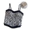 Кружевная цветочная майка с накладкой на грудь и стильной спинкой, женский топ-труба для верхней одежды