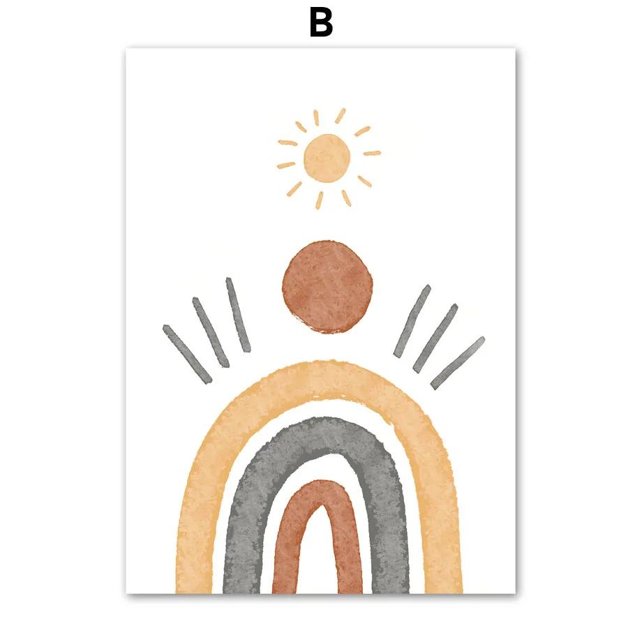 Алфавит Радужные Ворота Олень Солнце Сердце Мультяшный Настенный Декор для Детской Комнаты Холст Живопись Постеры и Принты Настенные Картины Декор Детской Комнаты