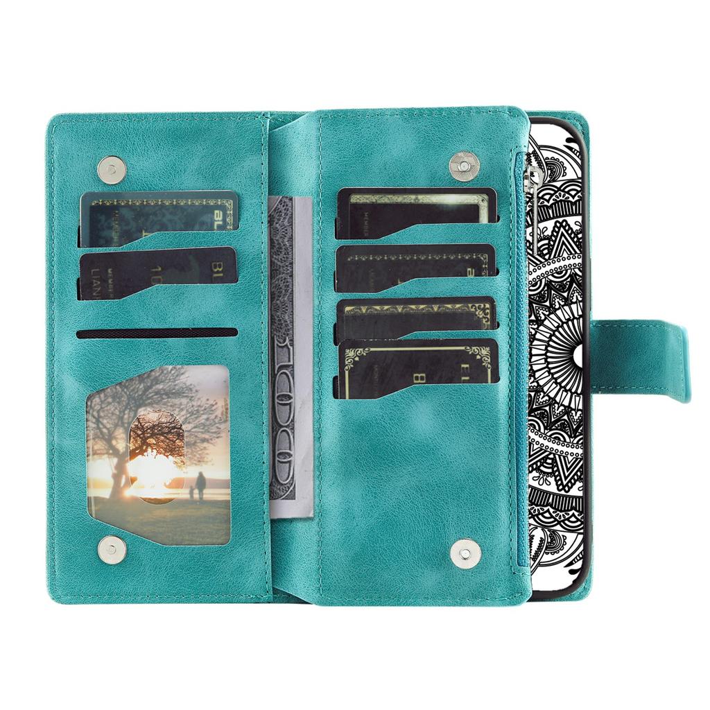 For Xiaomi Redmi 15 5G (EU) (171mm)/4G (EU) (171mm) Wallet Case Mandala Flower Pattern PU Leather Phone Cover with Wrist Strap