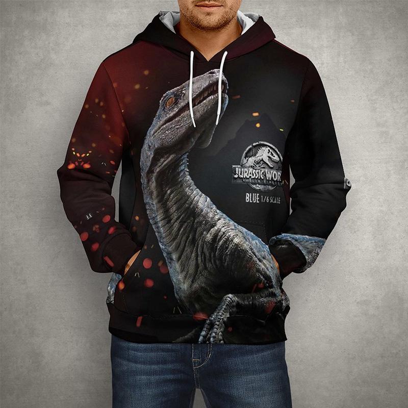Осенние мужские толстовки с капюшоном, топы с парком Юрского периода, пуловер с 3D принтом, модная одежда, повседневные толстовки с изображением Мира Юрского периода, уличная одежда, пальто с динозавром