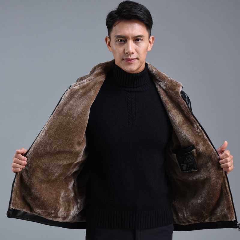 Папина кожаная куртка плюс бархатная и утолщенная мужская зимняя куртка Зимняя мужская повседневная кожаная куртка среднего возраста для людей среднего и пожилого возраста