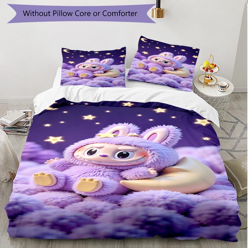 3pcs Duvet Cover Set (1*Duvet Cover + 2*Pillowcase, Without Core), Labubu Print Soft All‑Season Bedding Set, Home Bedroom Decor Gift