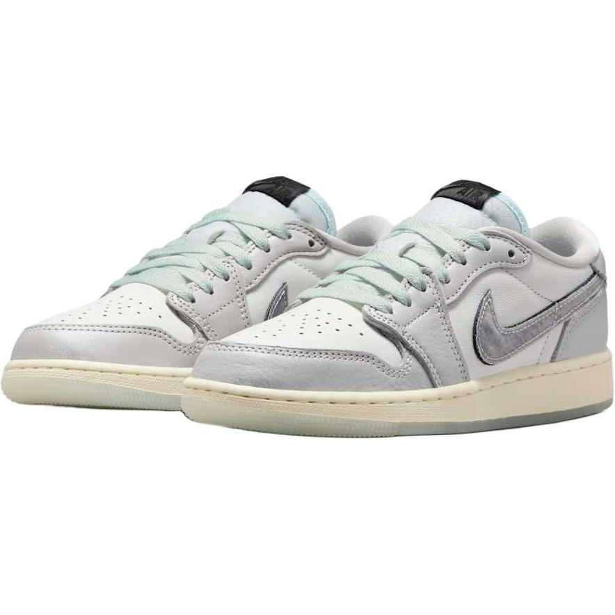Air Jordan 1 Retro Low OG HF3207-100 GS Белый Серый Зеленый Детские Низкие Кроссовки