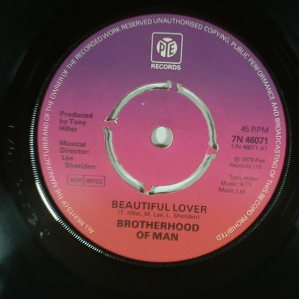 7-дюймовая пластинка BROTHERHOOD OF MAN - Beautiful Lover 7N46071 Pye Records 1978 UK Поп Б/У