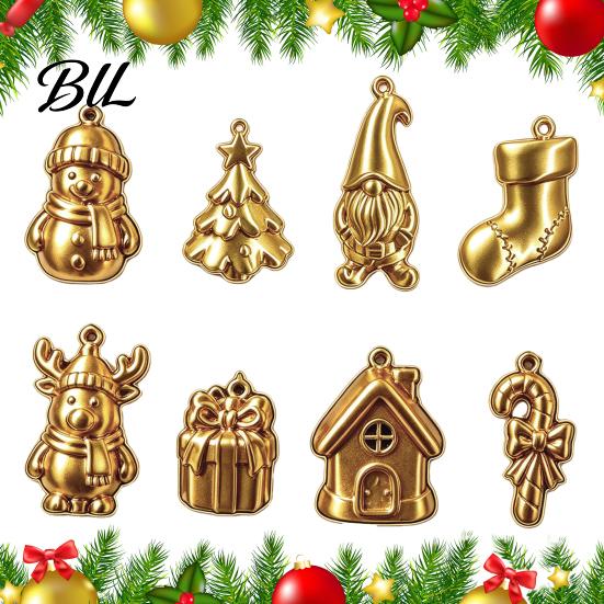 Holiday Party Hanging Accents 8Pcs Mini Christmas Tree Ornaments, Gold Gnome Sock Decor, Tiny Festive Home Decor Ornaments Xmas Accessories