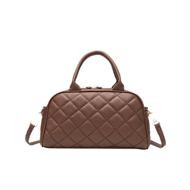 Сумка в стиле колледжа, женская, новая, с вышивкой в виде ромбов, для ношения в руке, маленькая сумка-боулинг