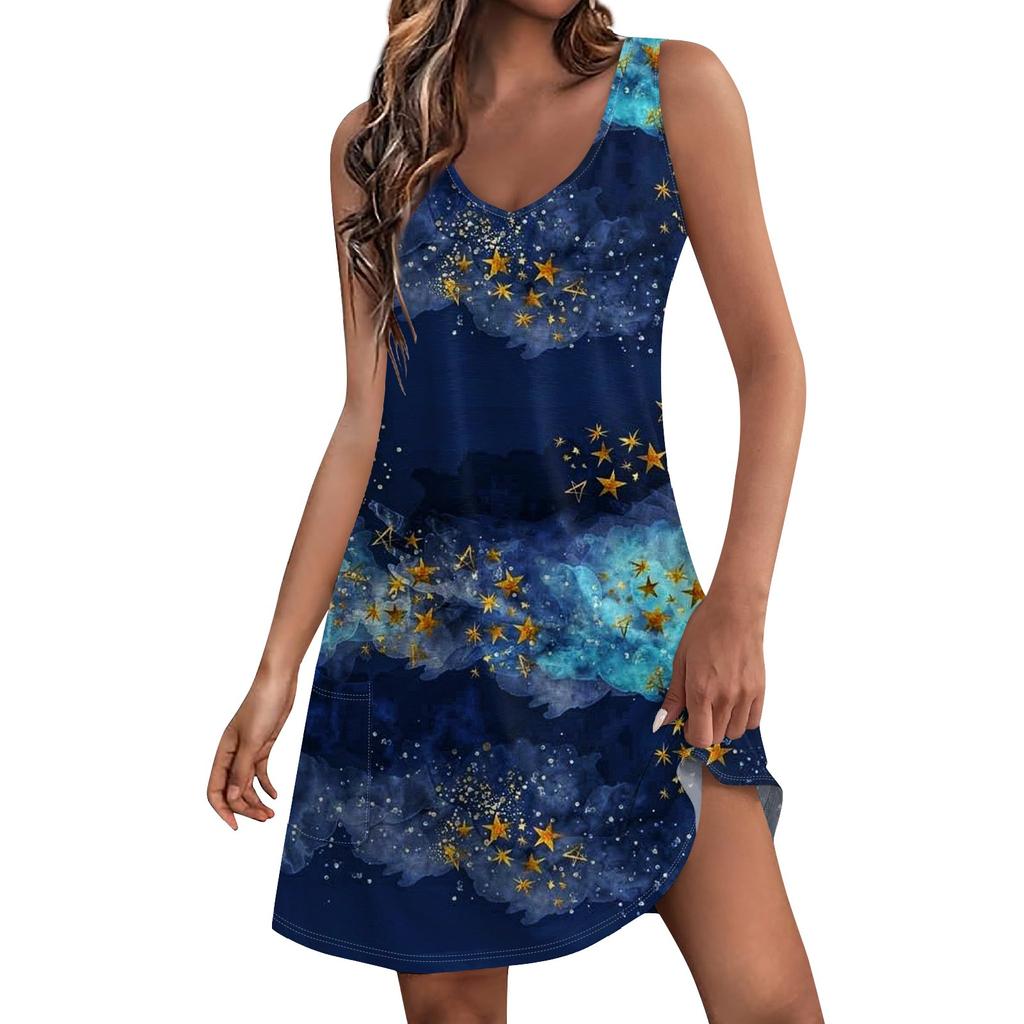 Женское летнее платье, повседневные свободные длинные платья с принтом для пляжного отдыха