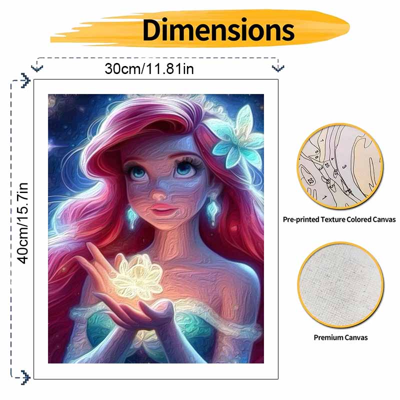 Disney Анимация цифровая масляная живопись Ариэль принцесса DIY ручная роспись раскраска домашний декор, набор для рисования по номерам на заказ