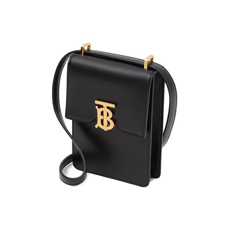 Burberry Robin TB Logo Leather Adjustable Shoulder Bag Women Shoulder Bag Black 80330421