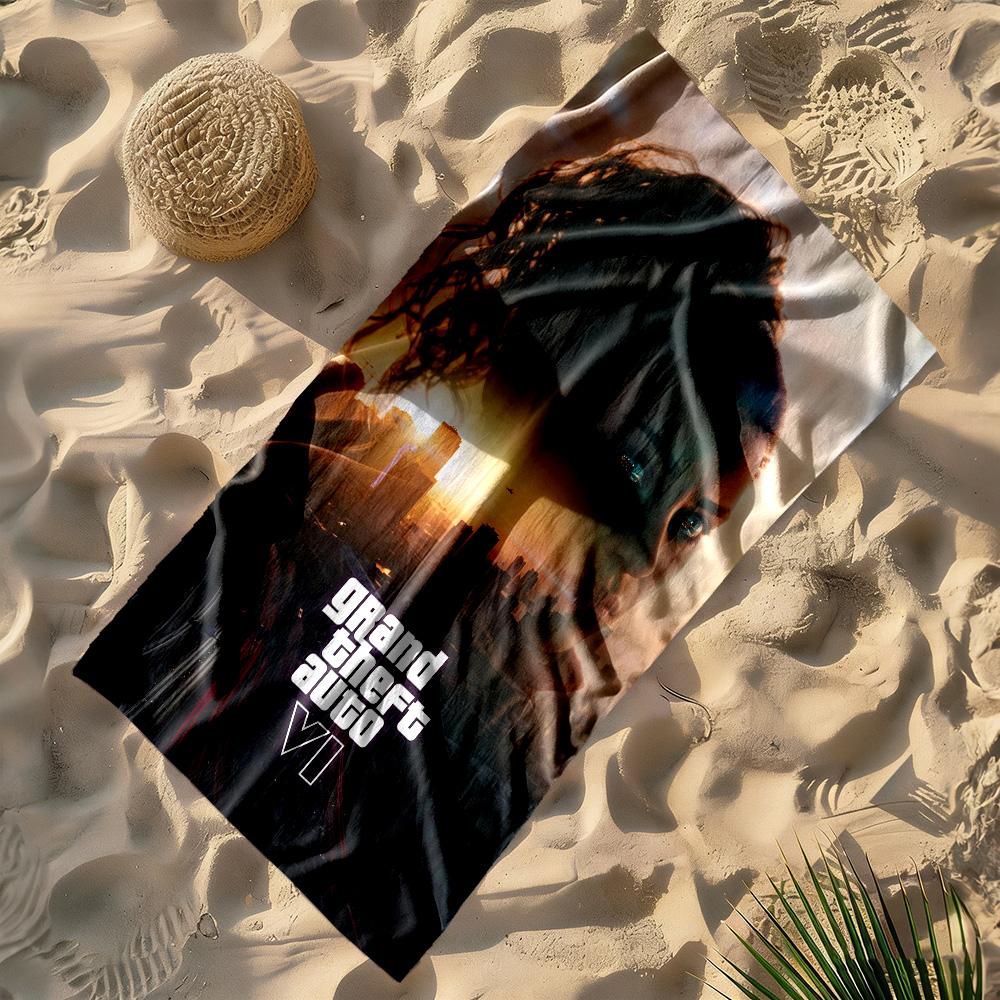 Gta Beach Towel Quick-Dry Soft Microfiber Comfortable Lightweight Suitable for Sports, Travel, Swimming, Yoga, Bathroom, Beach, And Pool