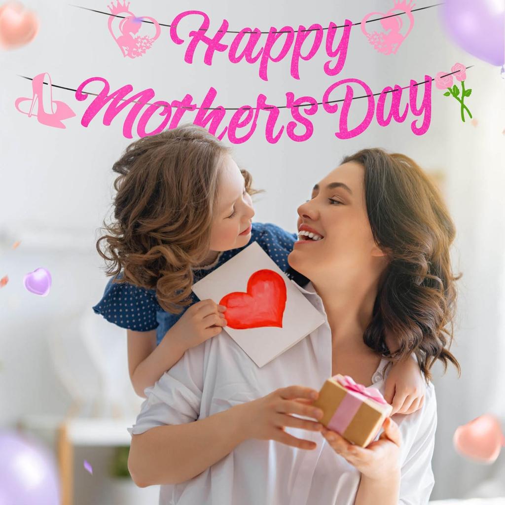 Decorative Flag Pulling Mother's Day Banner Cake Insertion