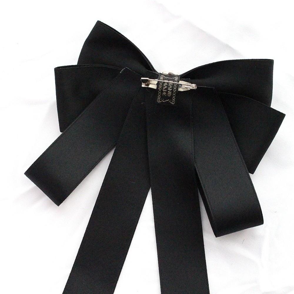 Pearl Black Ribbon Pin Beads Ribbon Badge Brooch Sweet Black Bow Necktie  Parties
