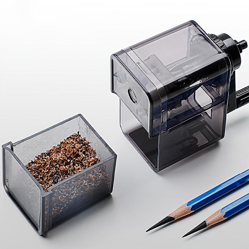 Черная ручная точилка для карандашей с прозрачным отсеком - Многофункциональный ручной инструмент для заточки для студентов, школ, классов и художников