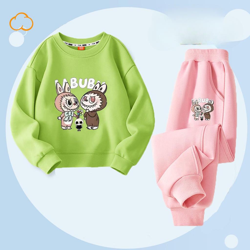 Весенне-осенний детский модный комплект с принтом букета: леггинсы и топ с круглым вырезом для девочек