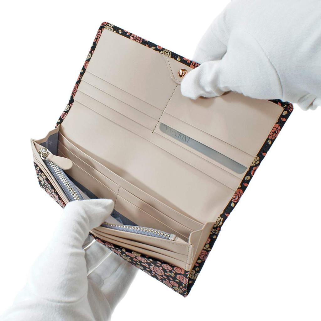 Длинный кошелек Inden с монетой, розовый, черный фон x белый, розовый лак 8404 [Indenya], кошелек, замша, Kaguwa, миниатюрный,