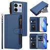 For Xiaomi Poco X6 5G/Xiaomi Redmi Note 13 Pro 5G Leather Case 9 Card Slots Zipper Wallet Stand Phone Cover with Wrist Strap
