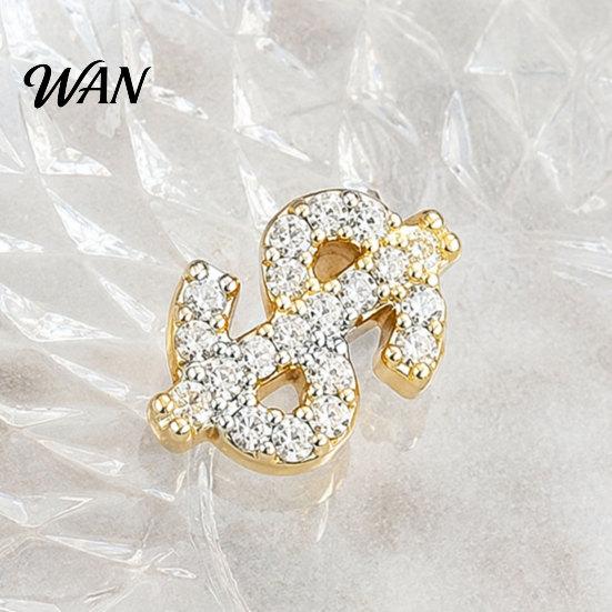 Hypoallergenic Earrings 1 Pair Rhinestone Money Stud for Women, Glittering Shiny Zircon Studs Sign Earrings, Jewelry Gift Teens Girls, Ladies