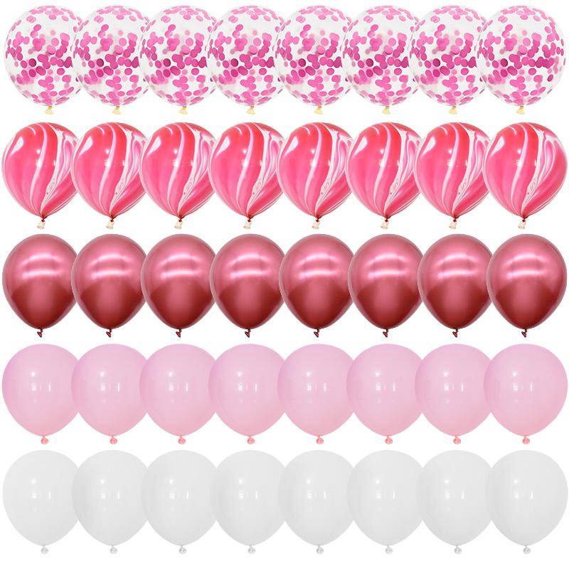 40Pcs Blue Balloons Set Agate Marble Metallic Confetti Balloon for Kids Birthday Party Baby Shower Graduation Decoration Wedding