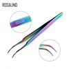 Stainless Steel Cuticle Nail Curved Tweezers Nail Art Tools