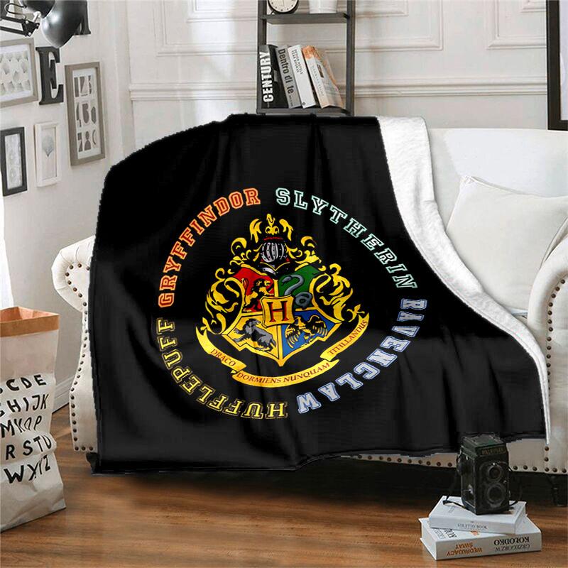 1pc Hogwarts House Crests Cartoon Blanket,Portable Throw for Travel & Camping, All Season Cozy Blanket,Ideal Gift
