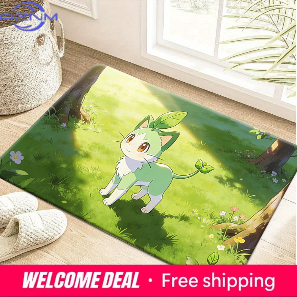 Sprigatito Anime Style Print Doormat Non-Slip Absorbent Floor Mat for Indoor Entrance Home Decor