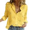 Cotton Linen Long Shirt Shirt Spring Summer Lapel Loose Casual Blouses Women's White Yellow Pink Stars Printed Tops