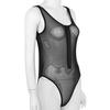 Women's Mesh Sheer See Through Zipper High Cut Thong Teddy Leotard Bodysuit Swimsuit