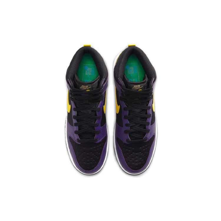 Nike Мужские кроссовки Dunk High Premium EMB Lakers фиолетово-черные Opti-Yellow DH0642-001