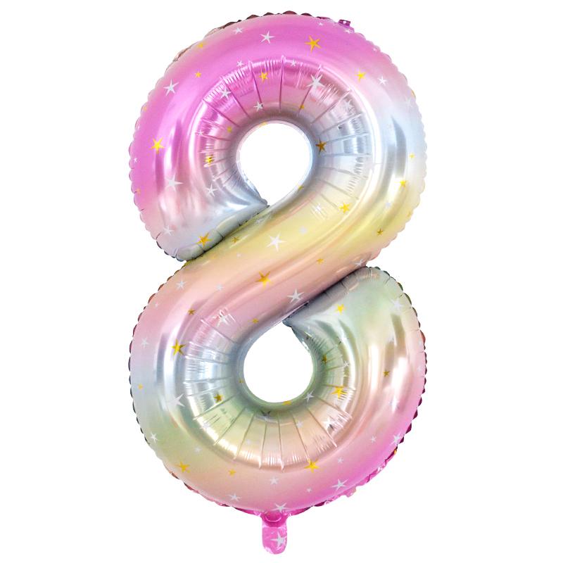 40-дюймовый радужный фольгированный воздушный шар с цифрами 0-9, тема единорога, день рождения, воздушный шар для детей, первый день рождения, украшение для детского душа