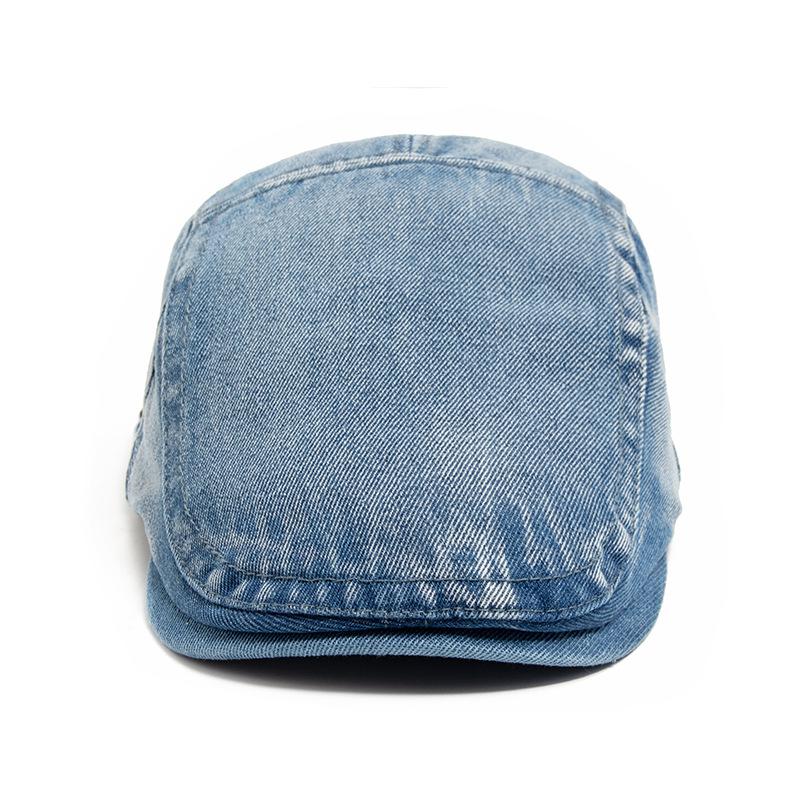 Spring Hot Sale Vintage Simple Washed Denim Berets Hat Unisex Summer Peaked Flat Cap Artist Duckbill Hat Herringbone Newsboy Cap