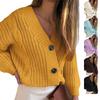 Cardigan Women Sweater Button V Neck Loose Autumn Winters Twist Button Cord Cardigan Sweaters Women Fashion