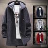 Autumn and Winter Plus Size Men's Thickened Padded Hooded Medium-length Loose Jacket Casual Comfortable Knitted Cardigan Outerwear
