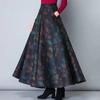 High Waist Woolen A-line Long Skirt - Women's Waist Slimming Big Swing Design
