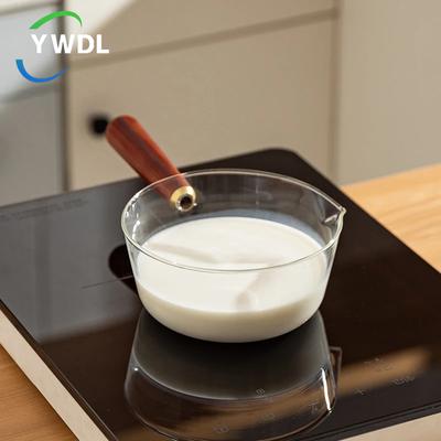 YWDL 450/650 мл красная деревянная ручка стеклянная молочная кастрюля с крышкой газовая плита антипригарная кофейная кастрюля для супа кастрюля кухонная утварь инструмент