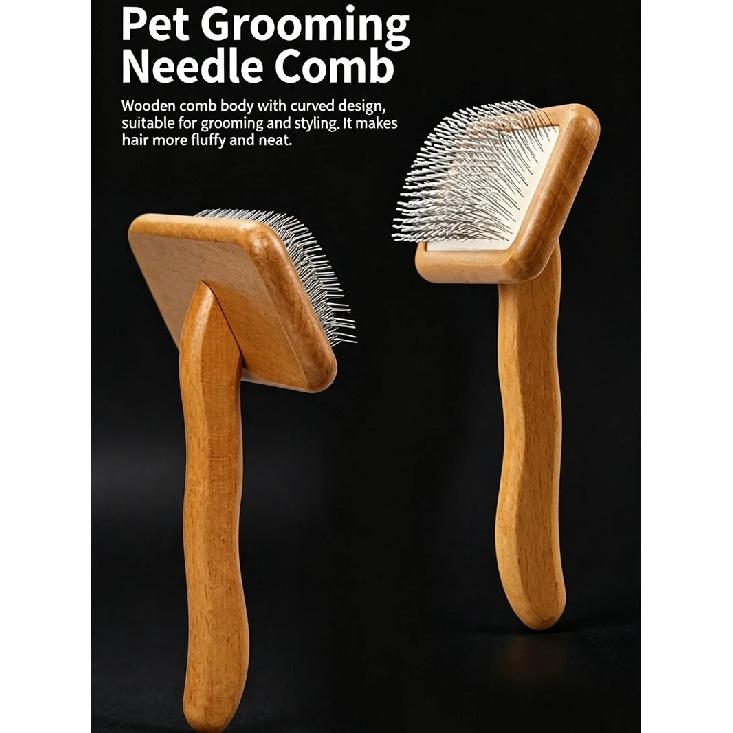 Dog Brush Wooden Dogs Comb Pet Hair Remover Dog Grooming Protect Brushes for Dogs Floating Hair Cleaning Comb Massage Cat Brush