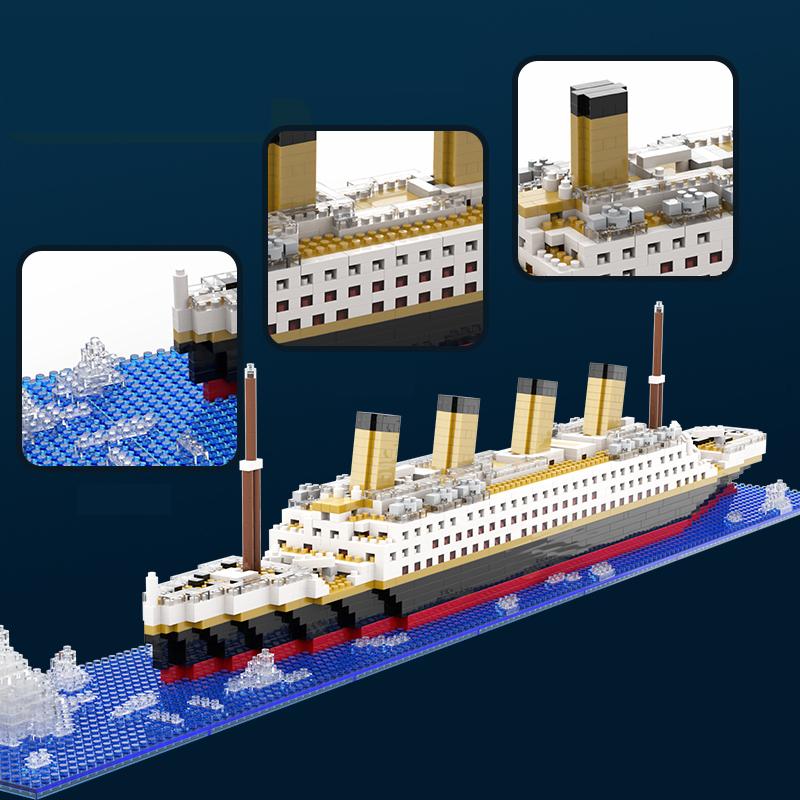 Micro Diamond Small Particle Titanic Building Block Iceberg Scene Desktop Model Boy And Girl Puzzle Assembly Toy